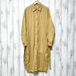 ユニクロ(UNIQLO)のUNIQLO ユニクロ (M)　コットンサテン シャツワンピース ベルトあり(ロングワンピース/マキシワンピース)