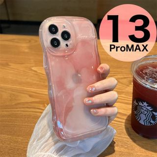 【iPhone13ProMAX】ピンク ケース グラデーション 大理石 韓国(iPhoneケース)