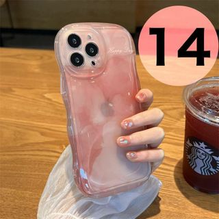 【iPhone14】ピンク ケース グラデーション 大理石 韓国(iPhoneケース)