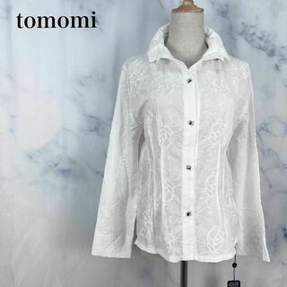 ★【新品・タグ付】tomomi レースシャツ　ブラウス　ワイヤー　花柄　ホワイト(シャツ/ブラウス(長袖/七分))