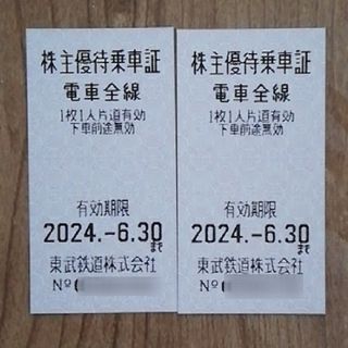 東武鉄道株主優待乗車証２枚【有効期限2024年6月30日】(鉄道乗車券)