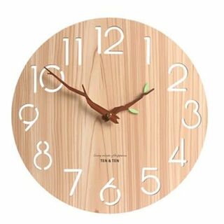【色: ナチュラル】Desirable 壁掛け時計 おしゃれ 木製 掛け時計 蛍(置時計)