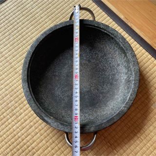 天然石焼肉プレート 遠赤 石焼海鮮鍋 ハンドル付 30cm 韓国 石焼鍋(鍋/フライパン)