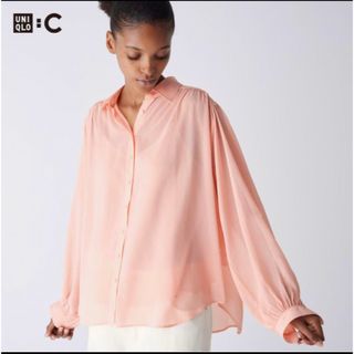 ユニクロ(UNIQLO)のユニクロC 【新品】シアーボリュームブラウス Mサイズ(シャツ/ブラウス(長袖/七分))