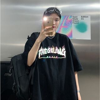 【大人気商品】反射 ペアコーデ 半袖 Ｔシャツ ストリート  韓国 スケーター