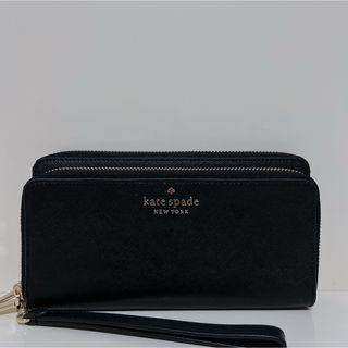 ケイトスペードニューヨーク(kate spade new york)の☆超美品☆送料無料☆ケイトスペードレザーＷラウンドファスナー長財布☆ストラップ付(財布)