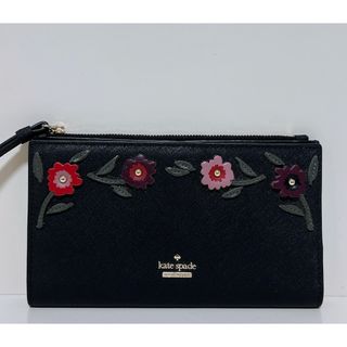 ケイトスペードニューヨーク(kate spade new york)の美品☆送料無料☆katespadeケイトスペードレザー二つ折り財布☆ストラップ付(財布)