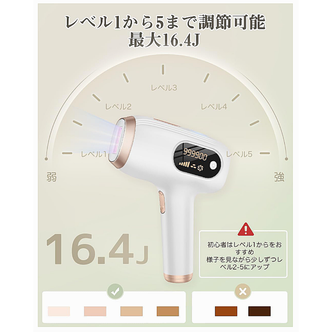 ⭕新品・未開封【サロン級光脱毛器 ／ 99万発 5段階調節／ 手動・自動 】 コスメ/美容のコスメ/美容 その他(その他)の商品写真