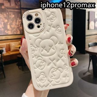 iphone12promaxケース 熊　TPU　カーバー　ホワイト1