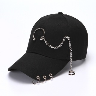 【大人気】帽子 ユニセックス ストリート 韓国  黒 ロック キャップ チェーン(キャップ)