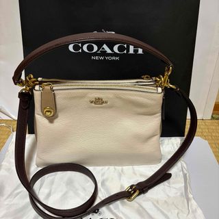 美品　coach ハンドバッグ2way ベージュ　カラーブロック