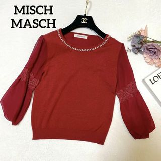 MISCH MASCH - ミッシュマッシュ　トップス　赤　シースルー　七分袖　美人百花　フェミニン　M