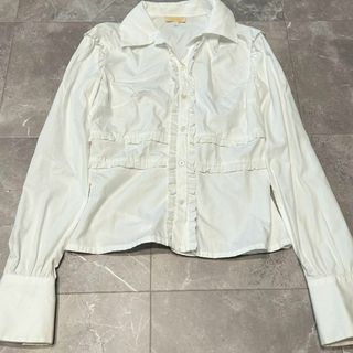 ヴァレンティノ(VALENTINO)のヴァレンティノ フリル ブラウス ベルスリーブ ホワイト サイズ6イタリア製(シャツ/ブラウス(長袖/七分))