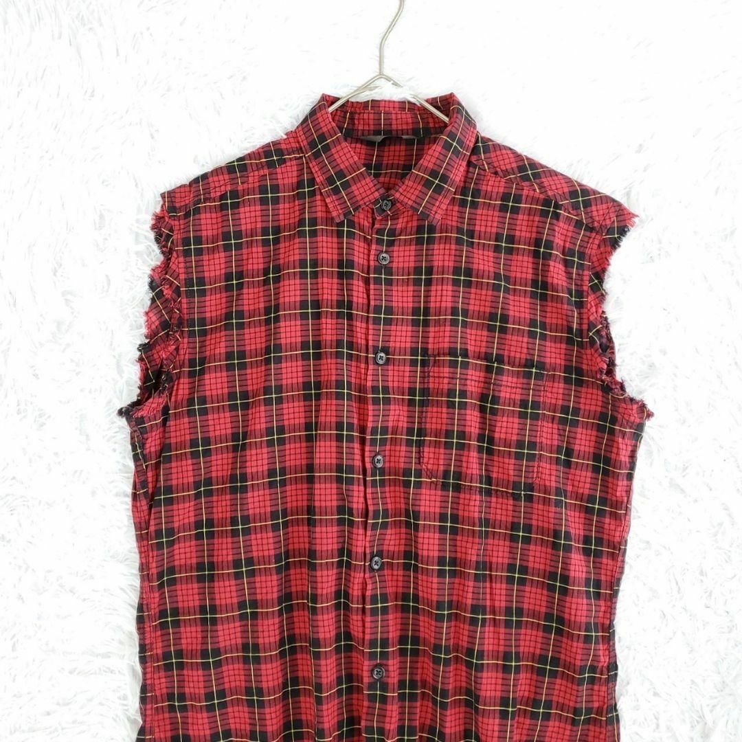 DIESEL(ディーゼル)のDiesel／ディーゼル（S相当）メンズカットオフ加工ノースリーブチェックシャツ メンズのトップス(Tシャツ/カットソー(半袖/袖なし))の商品写真