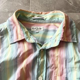 ポールスミス(Paul Smith)のポールスミス マルチカラー ストライプ シャツ 半袖 Lサイズ(Tシャツ/カットソー(半袖/袖なし))