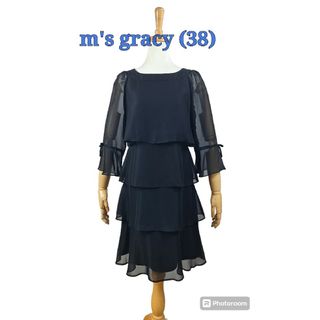 エムズグレイシー(M'S GRACY)の美品 Ms gracy エムズグレイシー　段フリルワンピース(ひざ丈ワンピース)