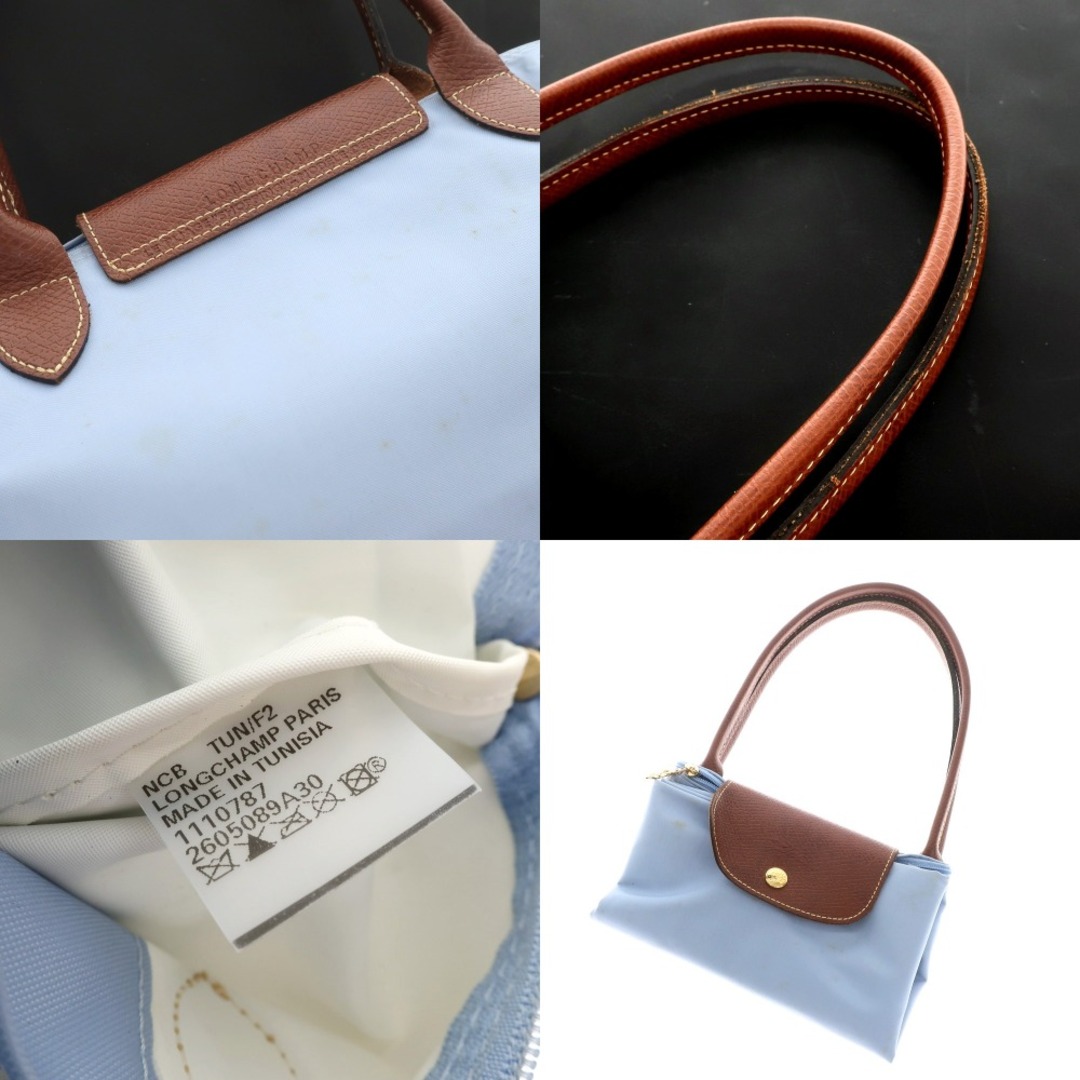 LONGCHAMP(ロンシャン)の【中古】ロンシャン Longchamp ナイロン トートバッグ ライトブルーxブラウン【W38.5xH24xD14.5】【レディース】 レディースのバッグ(トートバッグ)の商品写真