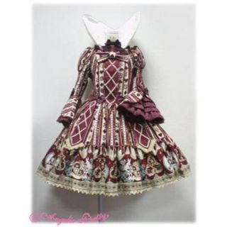 アンジェリックプリティー(Angelic Pretty)のAngelic Pretty wonder queen OP＋ボンネット 赤(ひざ丈ワンピース)