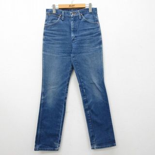 ラングラー(Wrangler)のW30★古着 ラングラー Wrangler ジーンズ メンズ ヒゲ コットン 紺 ネイビー デニム 24may21 中古 ボトムス ジーパン Gパン ロング パンツ(ワークパンツ/カーゴパンツ)