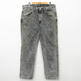 ラングラー(Wrangler)のW34★古着 ラングラー Wrangler ジーンズ メンズ 90年代 90s ケミカルウォッシュ コットン USA製 黒 ブラック デニム 24may21 中古 ボトムス ジーパン Gパン ロング パンツ(ワークパンツ/カーゴパンツ)