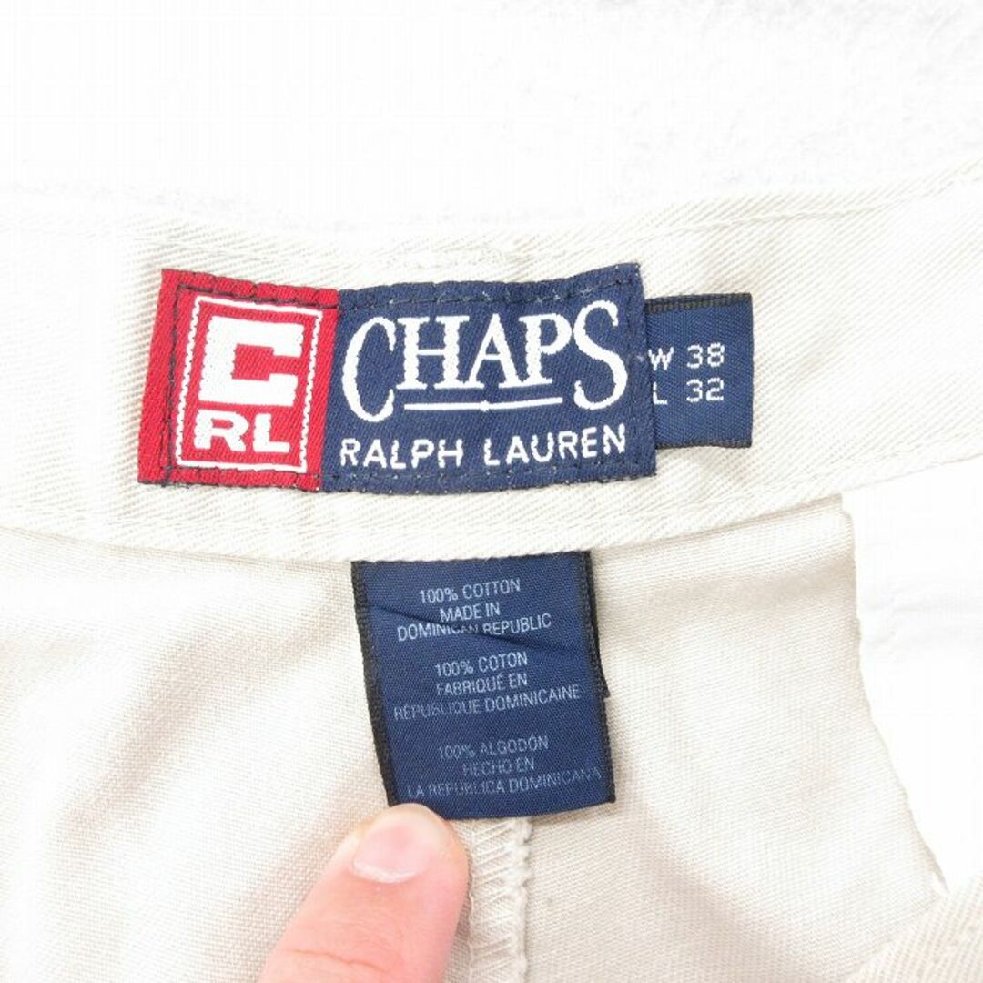 Ralph Lauren(ラルフローレン)のW37★古着 ラルフローレン Ralph Lauren チャップス チノ パンツ チノパン メンズ 90年代 90s コットン ベージュ カーキ 24may21 中古 ボトムス ロング メンズのパンツ(ワークパンツ/カーゴパンツ)の商品写真