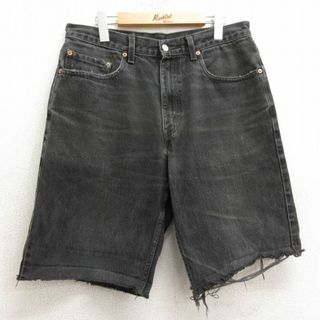 リーバイス(Levi's)のW33★古着 リーバイス Levis 550 ショート パンツ ショーツ メンズ 00年代 00s ヒゲ 黒 ブラック デニム 24may21 中古 ボトムス 短パン ショーパン ハーフ(ワークパンツ/カーゴパンツ)