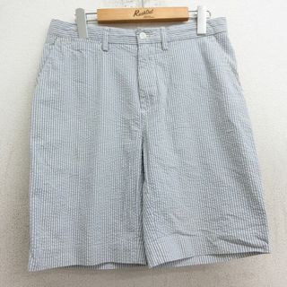 ラルフローレン(Ralph Lauren)のW31★古着 ラルフローレン Ralph Lauren ブランド ショート パンツ ショーツ メンズ 90年代 90s シアサッカー コットン 薄紺他 ネイビー ストライプ 【spe】 24may21 中古 ボトムス 短パン ショーパン ハーフ(ワークパンツ/カーゴパンツ)