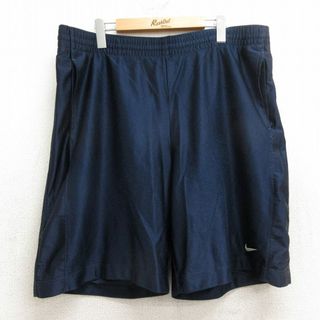 ナイキ(NIKE)のW39★古着 ナイキ NIKE ショート トレーニング パンツ ショーツ メンズ 00年代 00s バスケットボール ワンポイントロゴ 大きいサイズ 紺 ネイビー 24may21 中古 ボトムス 短パン ショーパン(ワークパンツ/カーゴパンツ)