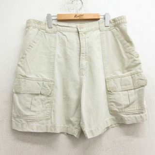 W39★古着 ショート ブッシュ パンツ ショーツ メンズ 00年代 00s 薄ベージュ カーキ 24may21 中古 ボトムス 短パン ショーパン(ワークパンツ/カーゴパンツ)