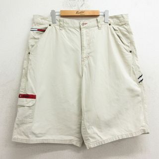 トミーヒルフィガー(TOMMY HILFIGER)のW38★古着 トミーヒルフィガー TOMMY HILFIGER トミージーンズ ブランド ショート ペインター パンツ ショーツ メンズ コットン 薄ベージュ カーキ 24may21 中古 ボトムス 短パン ショーパン(ワークパンツ/カーゴパンツ)