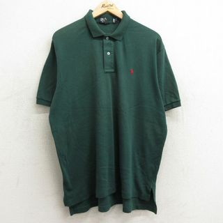 ラルフローレン(Ralph Lauren)のXL★古着 ラルフローレン Ralph Lauren 半袖 ブランド ポロ シャツ メンズ 90年代 90s ワンポイントロゴ 大きいサイズ コットン USA製 緑 グリーン 24may21 中古 トップス(ポロシャツ)