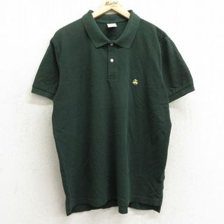 XL★古着 ブルックスブラザーズ BROOKS BROTHERS 半袖 ブランド ポロ シャツ メンズ ワンポイントロゴ コットン 鹿の子 緑 グリーン 24may21 中古 トップス(ポロシャツ)