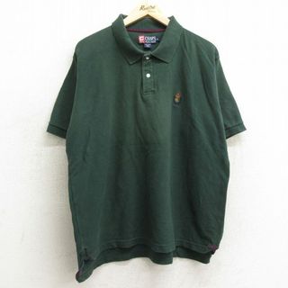 ラルフローレン(Ralph Lauren)のXL★古着 ラルフローレン Ralph Lauren チャップス 半袖 ブランド ポロ シャツ メンズ 90年代 90s ワンポイントロゴ 大きいサイズ コットン 緑 グリーン 24may21 中古 トップス(ポロシャツ)