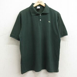 ラコステ(LACOSTE)のL★古着 ラコステ LACOSTE 半袖 ブランド ポロ シャツ メンズ ワンポイントロゴ フランス製 緑 グリーン 【spe】 24may21 中古 トップス(ポロシャツ)