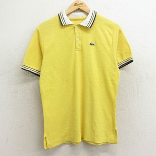 ラコステ(LACOSTE)のM★古着 ラコステ LACOSTE 半袖 ブランド ポロ シャツ メンズ 80年代 80s ワンポイントロゴ 黄他 イエロー 24may21 中古 トップス(ポロシャツ)