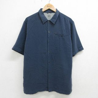 コロンビア(Columbia)のL★古着 コロンビア COLUMBIA 半袖 シャツ メンズ 紺他 ネイビー チェック 24may21 中古 トップス(シャツ)