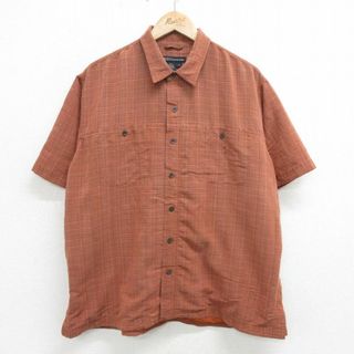 XL★古着 5.11タクティカル 半袖 シャツ メンズ 大きいサイズ 茶 ブラウン チェック 内側メッシュ 24may21 中古 トップス(シャツ)