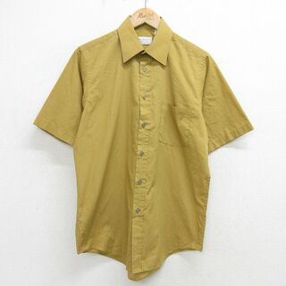 M★古着 マンハッタン 半袖 シャツ メンズ 90年代 90s USA製 濃黄 イエロー 24may21 中古 トップス(シャツ)