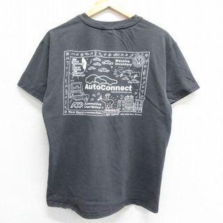 ヘインズ(Hanes)のL★古着 ヘインズ Hanes 半袖 ビンテージ Tシャツ メンズ 90年代 90s Auto Connect 車 コットン クルーネック 濃グレー 【spe】 24may21 中古(Tシャツ/カットソー(半袖/袖なし))