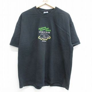 ヘインズ(Hanes)のXL★古着 ヘインズ Hanes 半袖 ビンテージ Tシャツ メンズ 00年代 00s California Cruiser fest 車 刺繍 大きいサイズ コットン クルーネック 黒 ブラック 【spe】 24may21 中古(Tシャツ/カットソー(半袖/袖なし))