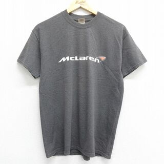 M★古着 半袖 ビンテージ Tシャツ メンズ 00年代 00s マクラーレン クルーネック 濃グレー 霜降り 24may21 中古(Tシャツ/カットソー(半袖/袖なし))