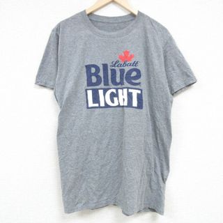 L★古着 半袖 Tシャツ メンズ ラバットブルーライト ビール クルーネック グレー 霜降り 24may21 中古(Tシャツ/カットソー(半袖/袖なし))