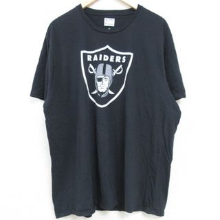 XL★古着 半袖 Tシャツ メンズ NFL オークランドレイダース デレックカー ４ 大きいサイズ コットン クルーネック 黒 ブラック アメフト スーパーボウル 24may21 中古(Tシャツ/カットソー(半袖/袖なし))