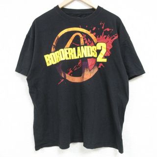 XL★古着 半袖 Tシャツ メンズ ゲーム ボーダーランズ コットン クルーネック 黒 ブラック 24may21 中古(Tシャツ/カットソー(半袖/袖なし))