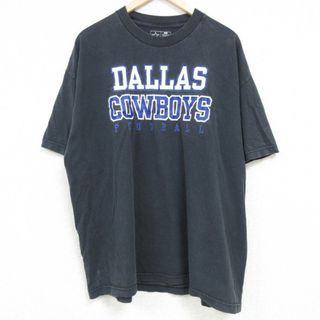 XL★古着 半袖 Tシャツ メンズ NFL ダラスカウボーイズ 大きいサイズ コットン クルーネック 黒 ブラック アメフト スーパーボウル 24may21 中古(Tシャツ/カットソー(半袖/袖なし))