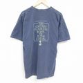 XL★古着 半袖 Tシャツ メンズ イカリ コットン クルーネック 薄紺 ネイ…