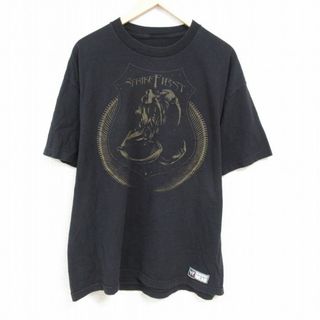 XL★古着 半袖 Tシャツ メンズ ワールドプロレスリング 大きいサイズ コットン クルーネック 黒 ブラック 24may21 中古(Tシャツ/カットソー(半袖/袖なし))