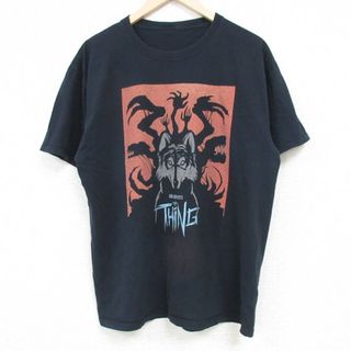 L★古着 半袖 Tシャツ メンズ 映画 The Thing クルーネック 黒 ブラック 24may21 中古(Tシャツ/カットソー(半袖/袖なし))