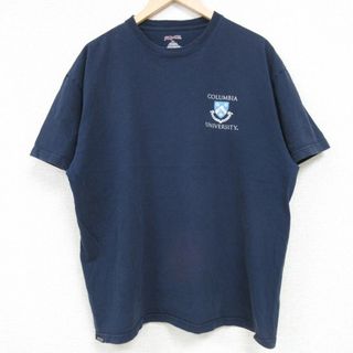 Columbia - XL★古着 ジャンスポーツ 半袖 Tシャツ メンズ コロンビア COLUMBIA 大学 コットン クルーネック 濃紺 ネイビー 24may21 中古