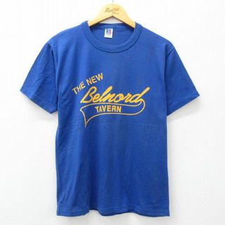 M★古着 ラッセル 半袖 ビンテージ Tシャツ メンズ 80年代 80s ベルナード クルーネック USA製 青 ブルー 24may21 中古(Tシャツ/カットソー(半袖/袖なし))